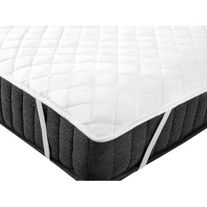 Beliani Surmatelas en coton ciré blanc 160x200cm Blanc 160x1x200cm