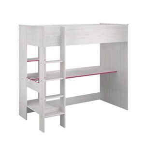 CAMIF Lit mezzanine avec chants réversibles effet bois 90x200 cm Blanc 108x180x206cm