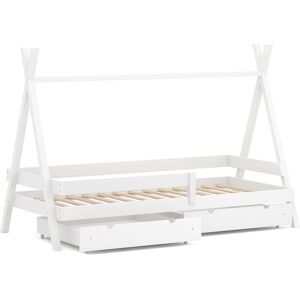 WNM Group Lit simple pour enfant en pin massif 180x80 blanc