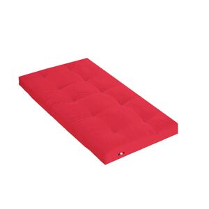 Terre de Nuit Matelas futon coton traditionnel, 13cm rouge 90x190 Rouge 190x13x90cm