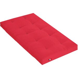 Terre de Nuit Matelas futon coton traditionnel, 13cm rouge 90x190 Rouge 190x13x90cm