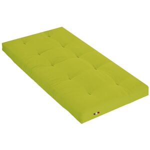 Terre de Nuit Matelas futon coton traditionnel, 13cm vert 90x190 Vert 190x13x90cm