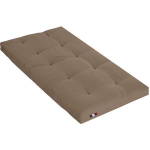 Terre de Nuit Matelas futon coton traditionnel, 13cm taupe 90x200 Taupe 200x13x90cm