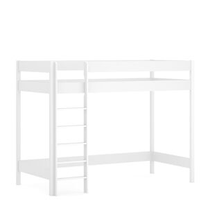 WNM Group Lit mezzanine en pin massif & MDF 180x80 blanc Blanc 187x160x87cm