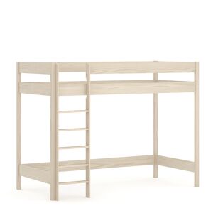 WNM Group Lit mezzanine en pin massif & MDF 180x80 chêne blanchi Taupe 187x160x87cm