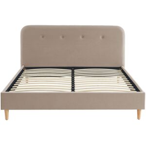 Drawer Lit capitonné en velours 160x200cm beige Beige 218x100x176cm