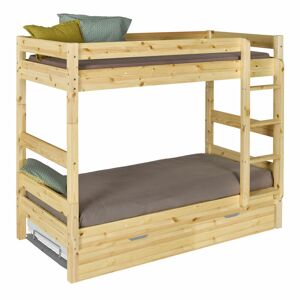 ID Kids Pack lit superposé gigogne avec matelas bois massif 90x190 cm