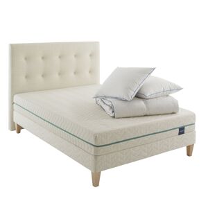 Someo Ensemble matelas, sommier, pieds, tête de lit, couette oreiller 140x20