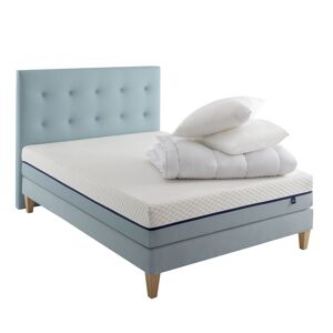 Someo Ensemble matelas, sommier, pieds, tete de lit, couette oreiller 160x20