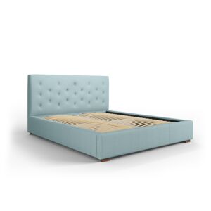 Micadoni Home Lit coffre avec tête de lit 180x200 cm en tissu structuré bleu clair - Publicité