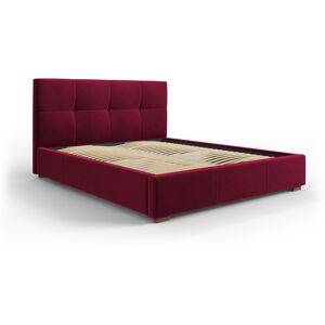 Micadoni Home Lit coffre avec tête de lit 180x200 cm en velours rouge foncé - Publicité