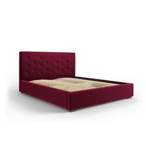 Micadoni Home Lit coffre avec tête de lit 180x200 cm en velours rouge foncé - Publicité