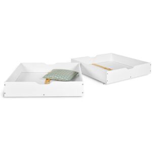 ID Kids Lot de 2 tiroirs pour lit superposé bois massif blanc 80x190 cm Blanc 190x25x80cm