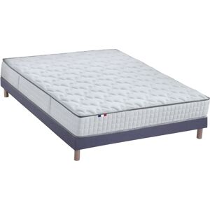 Idliterie Ensemble matelas ressort mémoire forme sommier bleu 140x190