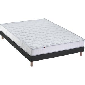 Idliterie Ensemble matelas mousse sommier noir 140x190