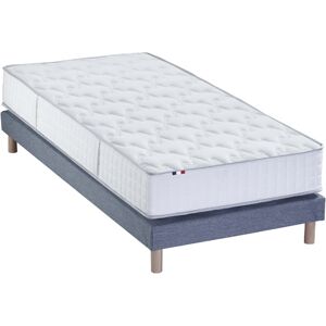 Idliterie Ensemble matelas ressort mémoire forme sommier bleu 90x190 - Publicité