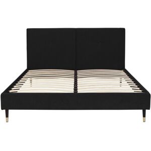 DIVA SALON Lit avec sommier 2 places en velours noir charbon 160x200