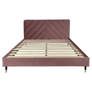 DIVA SALON Lit avec sommier 2 places en velours vieux rose 140x190 Rose 205x95x146cm