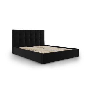 Micadoni Home Lit coffre avec tete de lit 180x200 cm en velours noir