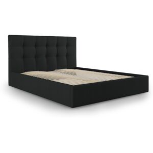 Micadoni Home Lit coffre avec tête de lit 160x200 cm en tissu structuré noir - Publicité