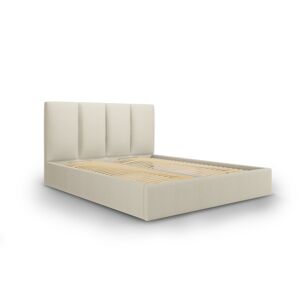 Micadoni Home Lit coffre avec tête de lit 140x200 cm en tissu structuré beige