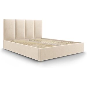 Micadoni Home Lit coffre avec tête de lit 160x200 cm en velours beige