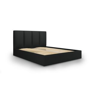 Micadoni Home Lit coffre avec tête de lit 140x200 cm en tissu structuré noir - Publicité