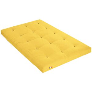 Terre de Nuit Futon coton mousse memoire anti taches jaune 140x200 Jaune 200x16x140cm