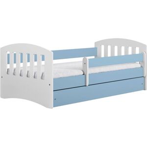 Kocot Kids Lit Enfant à barrière 140x80cm avec tiroir et matelas inclus Bleu 144x65x90cm