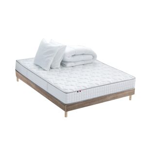 Idliterie Ensemble Matelas Ressorts + Sommier + couette Oreiller 140x190