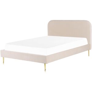 Beliani Lit double en tissu beige 180x200 - Publicité