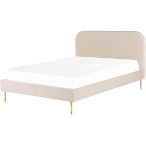 Beliani Lit double en tissu beige 160x200 - Publicité