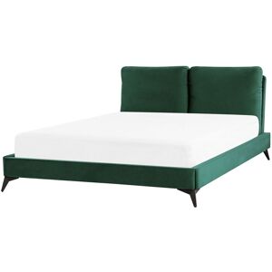 Beliani Lit double en tissu vert 160x200 - Publicité