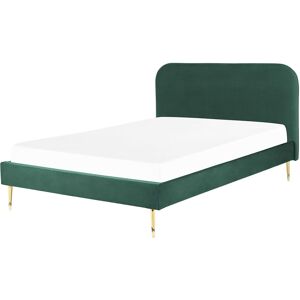 Beliani Lit double en tissu vert 160x200 - Publicité