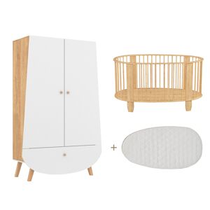 Songes et rigolades Lit bébé 60x120 armoire naturel