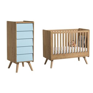 Vox Lit bébé 60x120 chiffonnier naturel bleu - Publicité