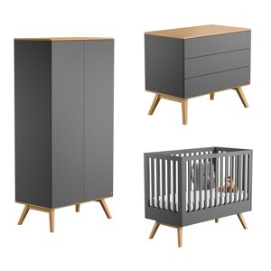 Vox Chambre bebe : Trio - lit bebe 60x120 commode armoire gris