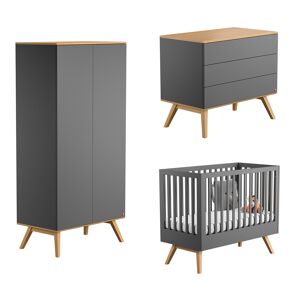 Vox Chambre bébé : Trio - lit bébé 60x120 commode armoire gris - Publicité