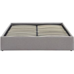 Baita Lit coffre tissu gris chiné 140x190 sommier inclus - Publicité