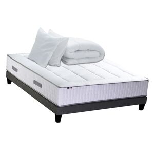 Idliterie Pack Matelas Ressort + visco + Sommier + couette oreiller 140x190