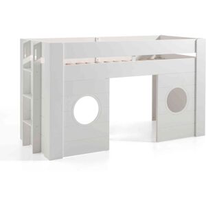 Terre de Nuit Lit mezzanine enfant cabine en bois blanc 90x200