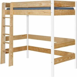 ID Kids Pack lit mezzanine avec matelas bois massif blanc et bois 90x190 cm - Publicité