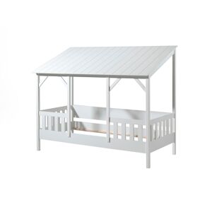 Terre de Nuit Lit cabane enfant avec toit blanc en bois 90x200