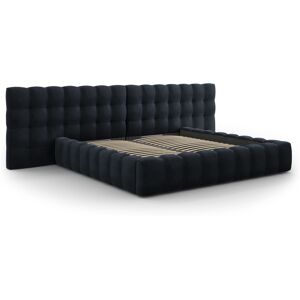 Micadoni Home Lit coffre en avec tête de lit double 200x200cm velours bleu foncé - Publicité