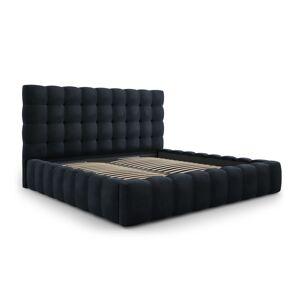 Micadoni Home Lit coffre en avec tête de lit 200x200cm en tissu velours bleu foncé - Publicité