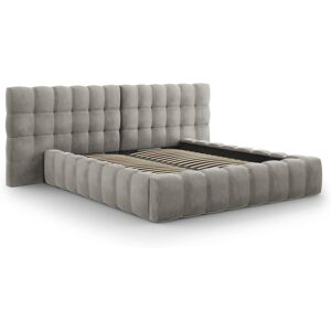 Micadoni Home Lit coffre en avec tête de lit double 180x200cm velours gris clair - Publicité