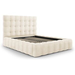 Micadoni Home Lit coffre en avec tête de lit 140x200cm en tissu velours beige clair Beige 230x125x165cm