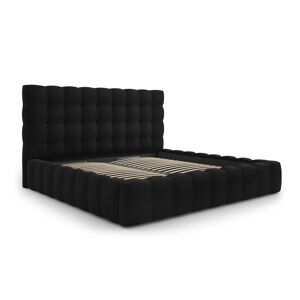 Micadoni Home Lit coffre en avec tête de lit 200x200cm en tissu velours noir - Publicité