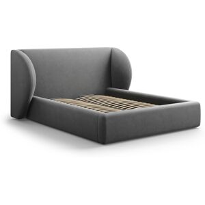 Micadoni Home Lit coffre avec tête de lit 200x200cm en tissu velours gris - Publicité