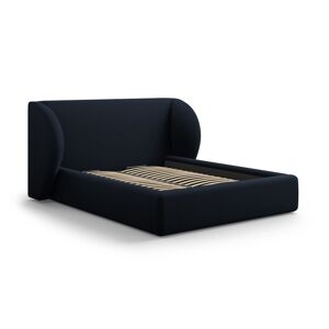 Micadoni Home Lit coffre avec tête de lit 160x200cm en tissu velours bleu foncé - Publicité